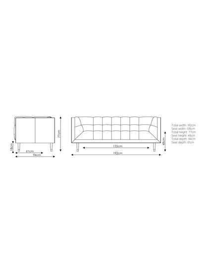 At The Helm Grace Large 3 Seater Leather Sofa Grand Coco