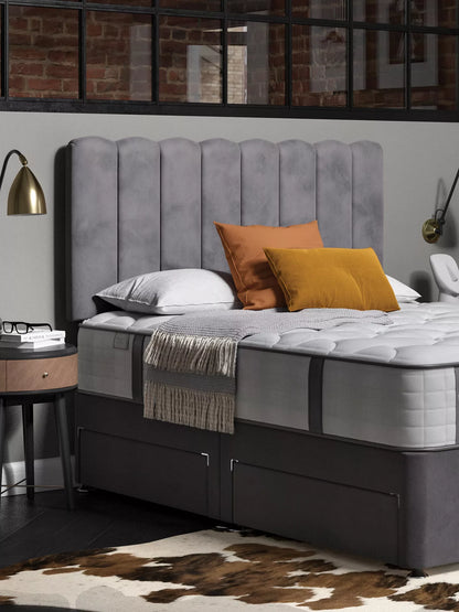 Sealy Shard Upholstered Strutted Headboard, Double, Silver Fox