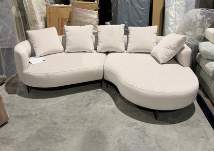 John Lewis Lozenge Grand 5 Seater RHF Chaise End Sofa  Metal Leg  Aquaclean Titan Oyster White