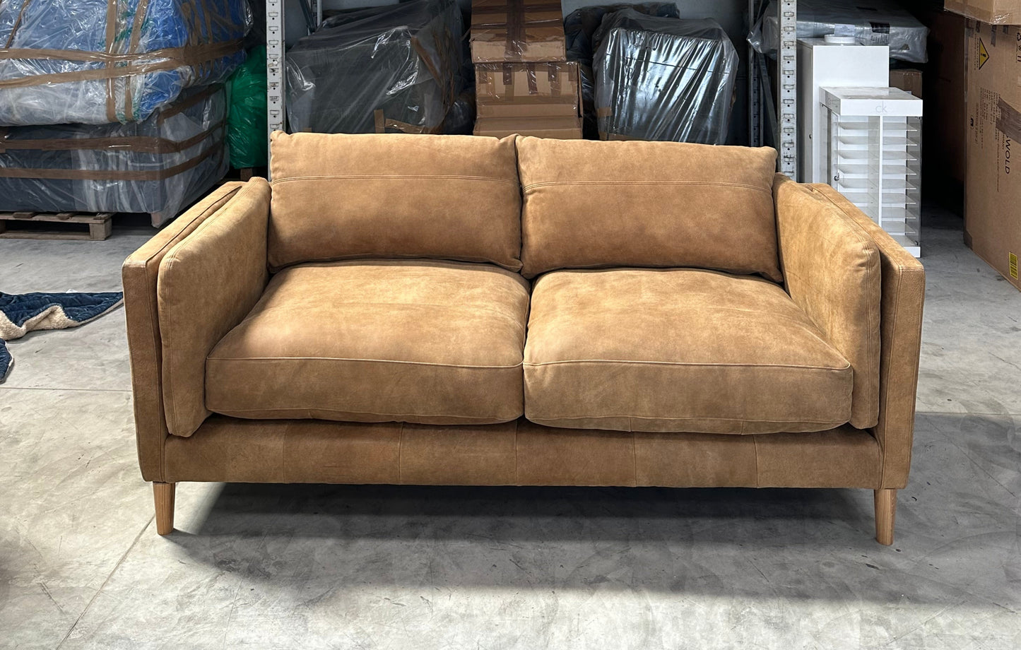 John Lewis Trim Large 3 Seater Leather Sofa, Light Leg, Demetra Tan