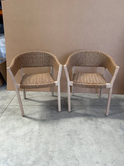 John Lewis Burford Garden Woven Dining Chairs, Set of 2 Acacia Wood Natural