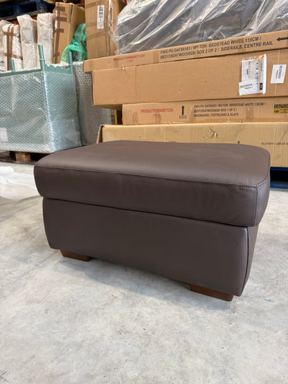 John Lewis Camden Leather Storage Footstool, Dark Leg, Matt Chocolate