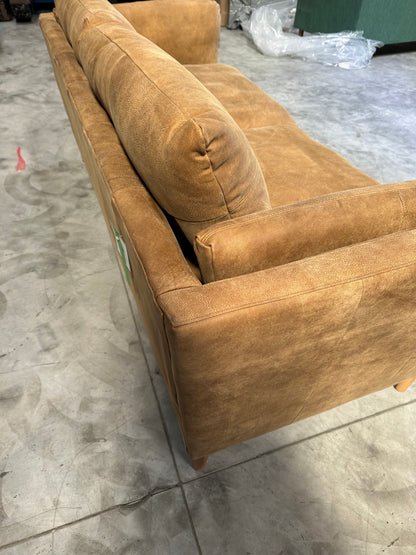 John Lewis Trim Large 3 Seater Leather Sofa, Light Leg, Demetra Tan