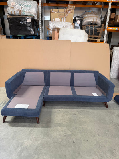 John Lewis Barbican LHF Chaise End Sofa  Chunky Chenille Navy