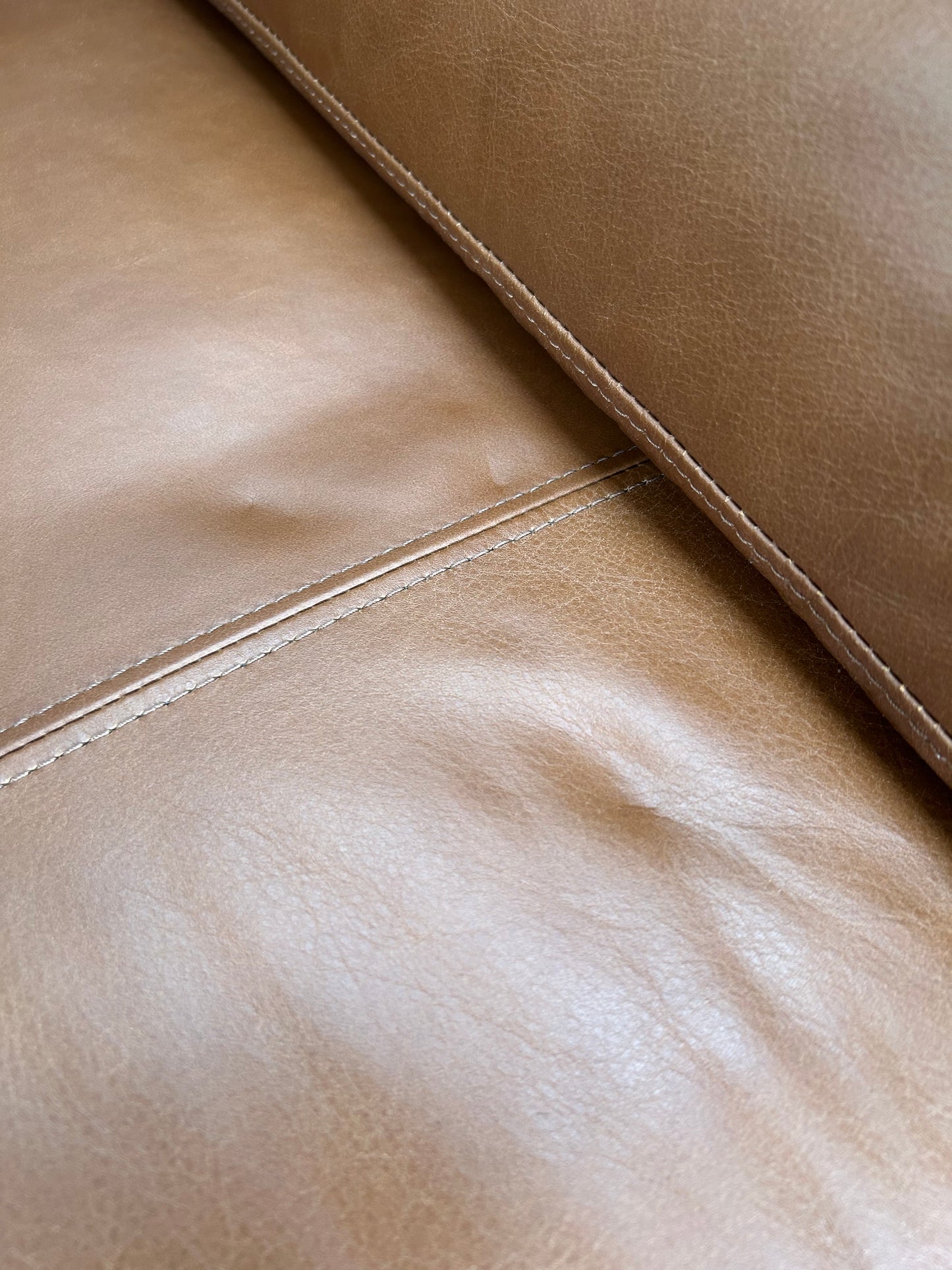 John Lewis Camden Small 2 Seater Leather Sofa, Light Leg, Premium Caramel