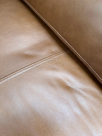 John Lewis Camden Small 2 Seater Leather Sofa, Light Leg, Premium Caramel
