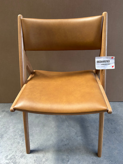 John Lewis X-Ray Leather Dining Armchair, Oak/Camel