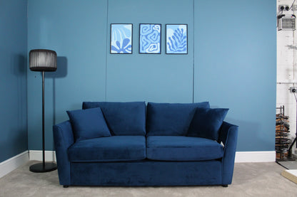 Brook & Wilde 2.5 Seater Sofa Bed in Orla Blue Velvet - Made in UK - Bespoke