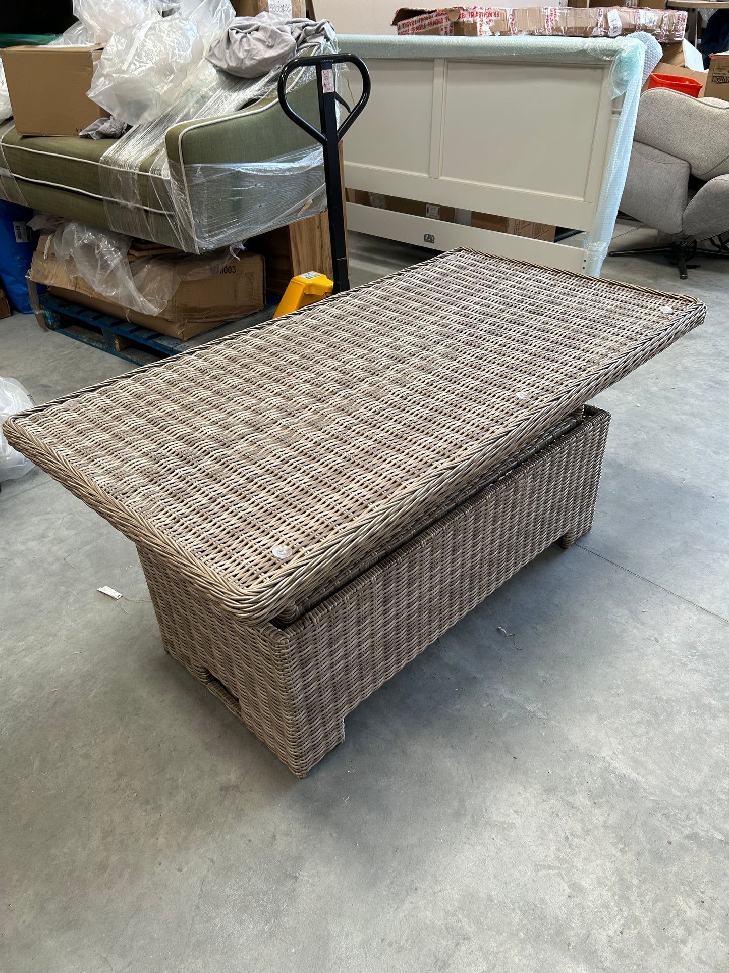 John Lewis Rye Adjustable Rattan Garden Table – Willow Effect Weave – No Glass Top