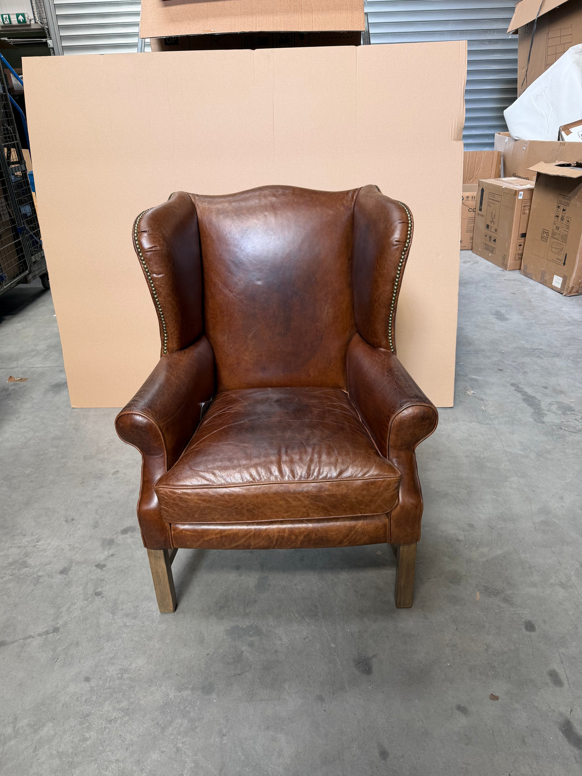 Halo Wing Leather Armchair, London Leather Cognac