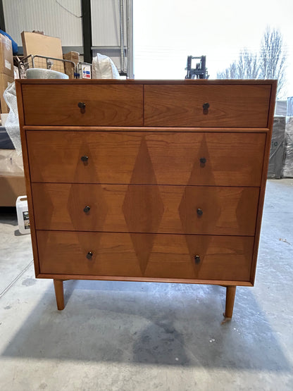 John Lewis Marquetry 5 Drawer Wood Chest, Natural