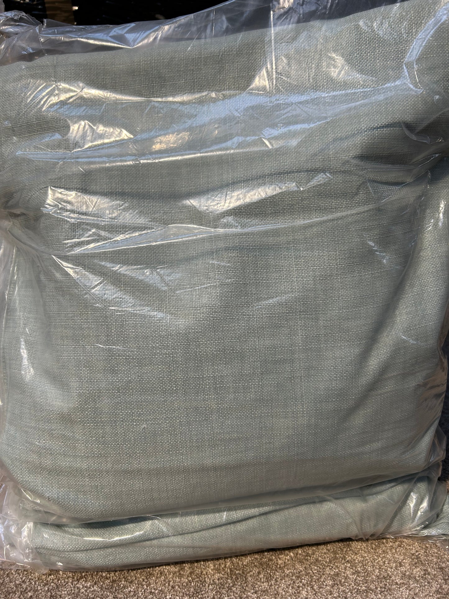 John Lewis Textured Weave Pair Blackout Lined Eyelet Curtains, Duck Egg, W228 x Drop 274cm