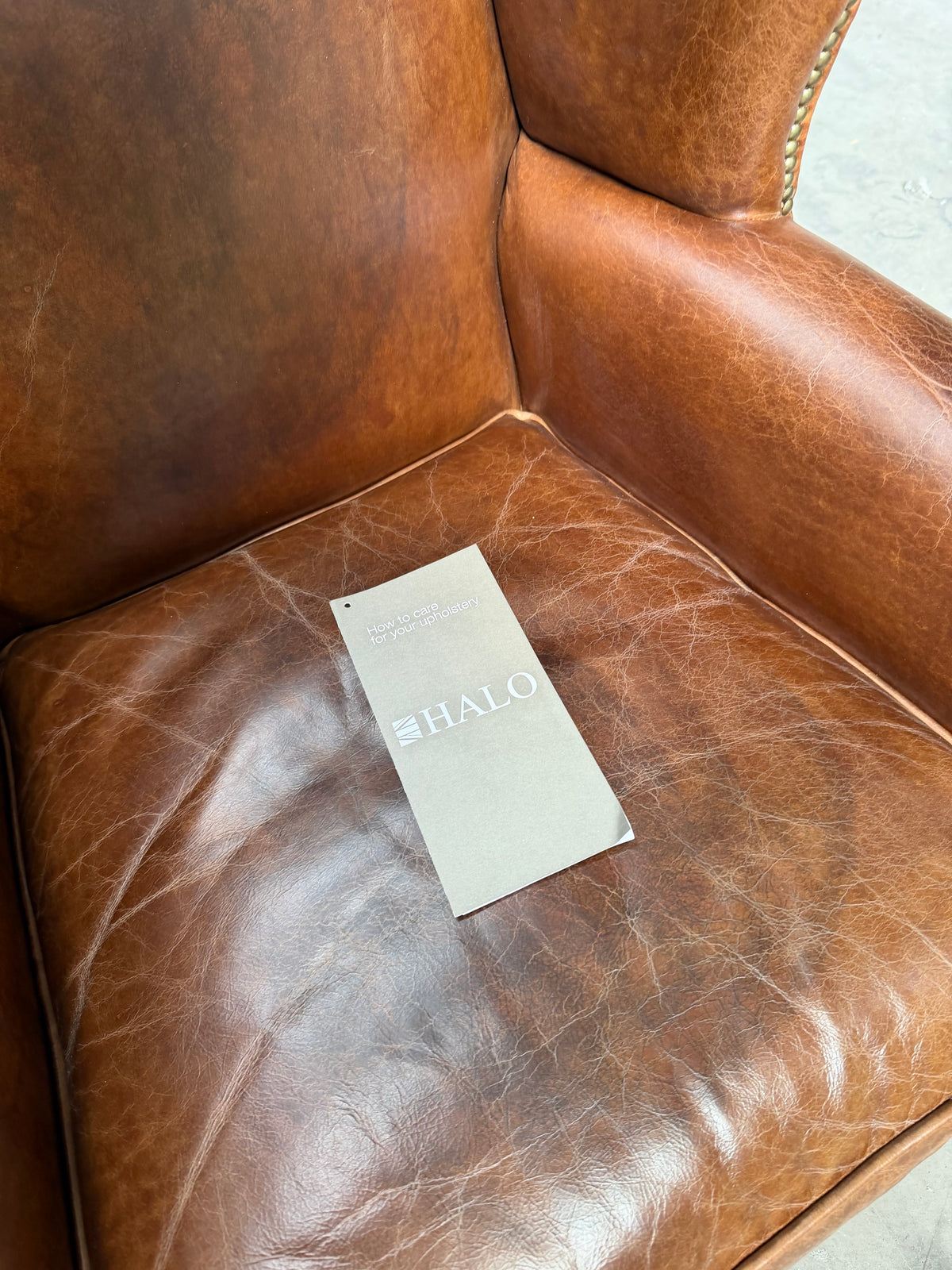 Halo Wing Leather Armchair, London Leather Cognac