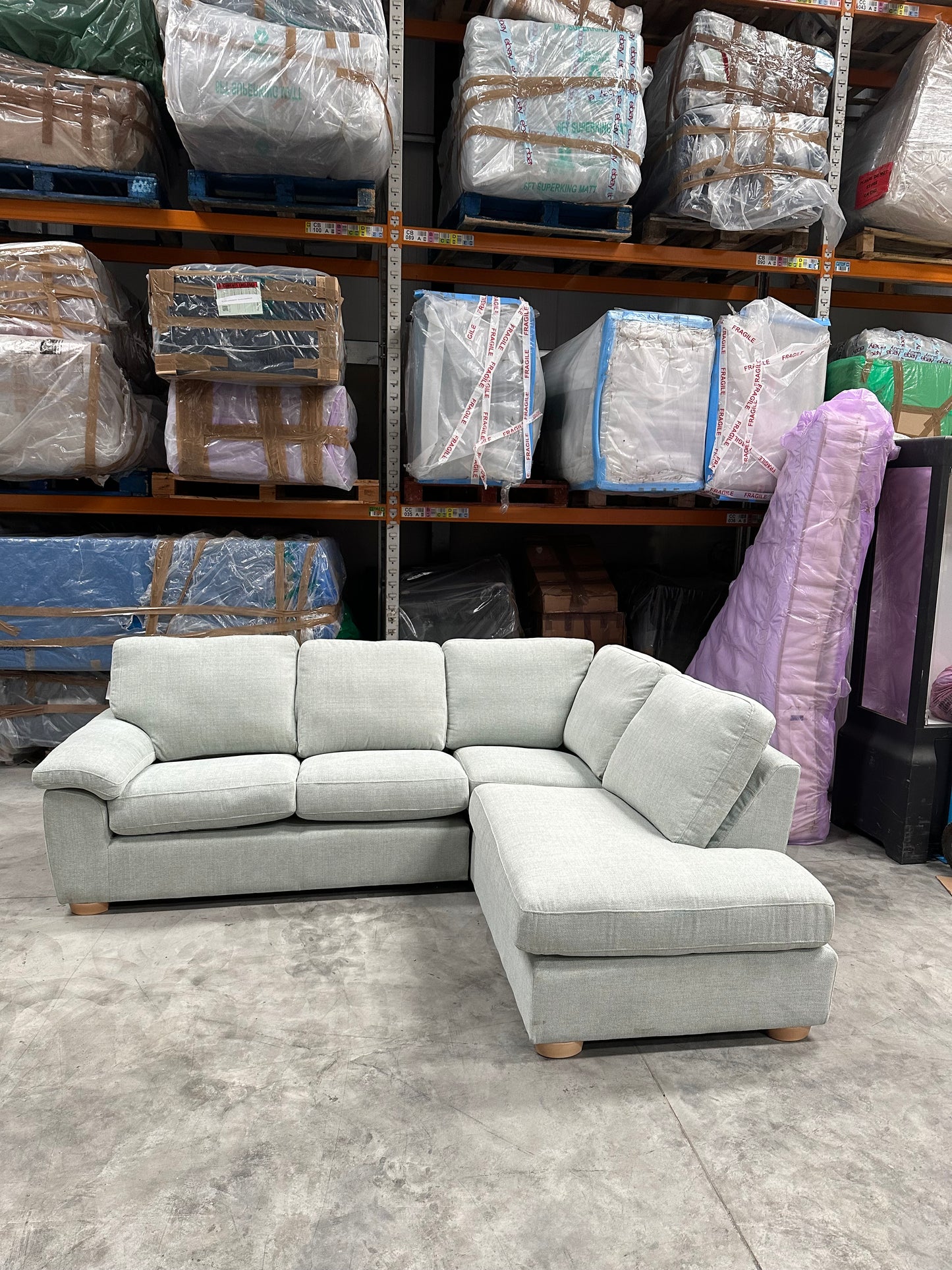 John Lewis Camden 5+ Seater RHF Corner End Chaise Unit, Light Leg, Easy Clean Chunky Chenille Seagrass