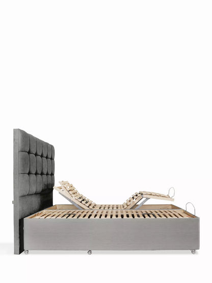 TEMPUR® Holdenby Buttoned Floor Standing Headboard – Tweed Smoke King Size, 180cm