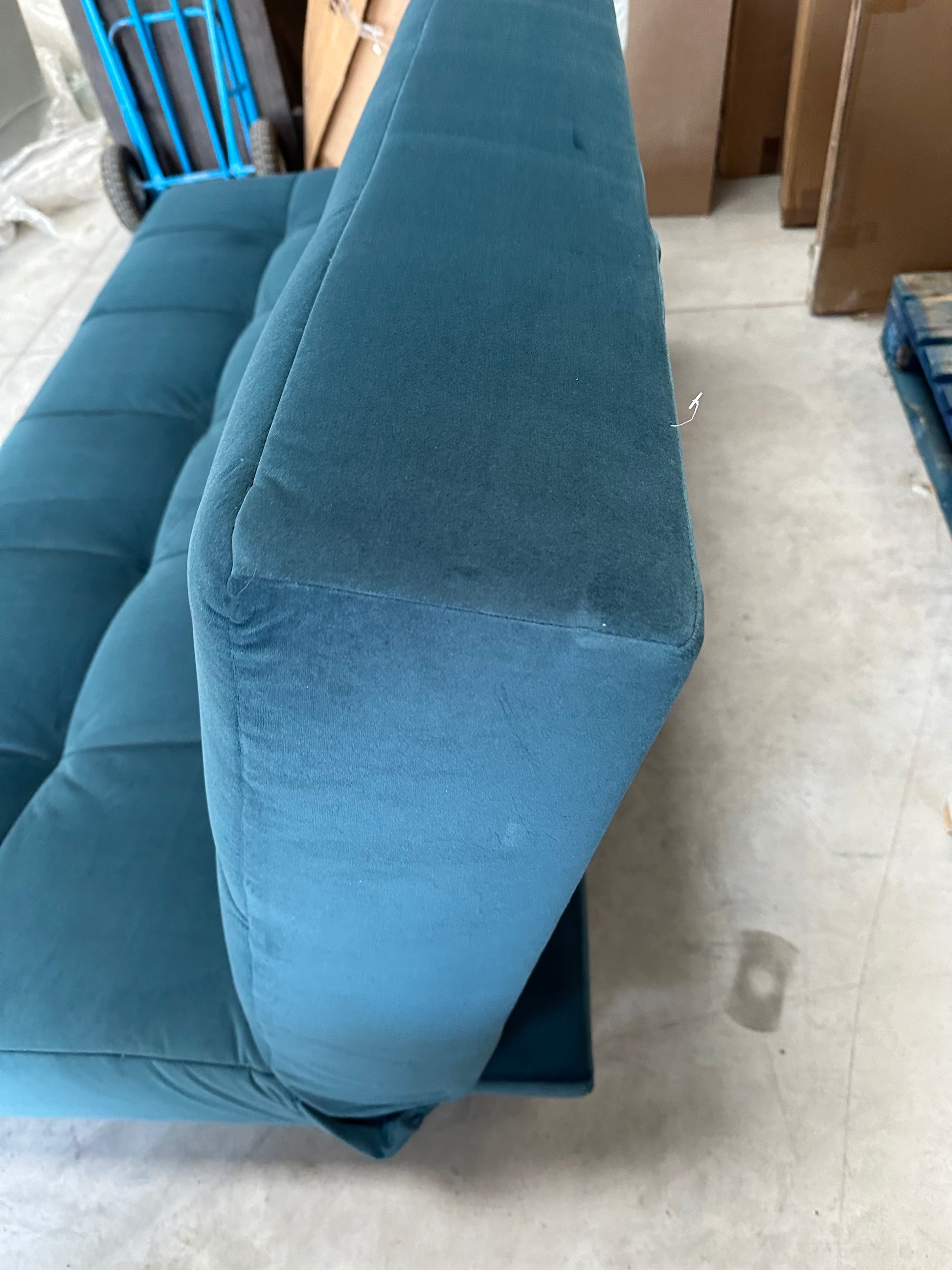 John Lewis Linear Medium 2 Seater Sofa Bed, Light Leg,  Velvet Kingfisher