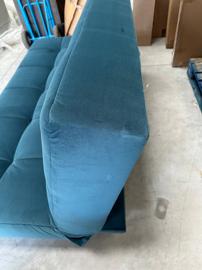 John Lewis Linear Medium 2 Seater Sofa Bed, Light Leg,  Velvet Kingfisher