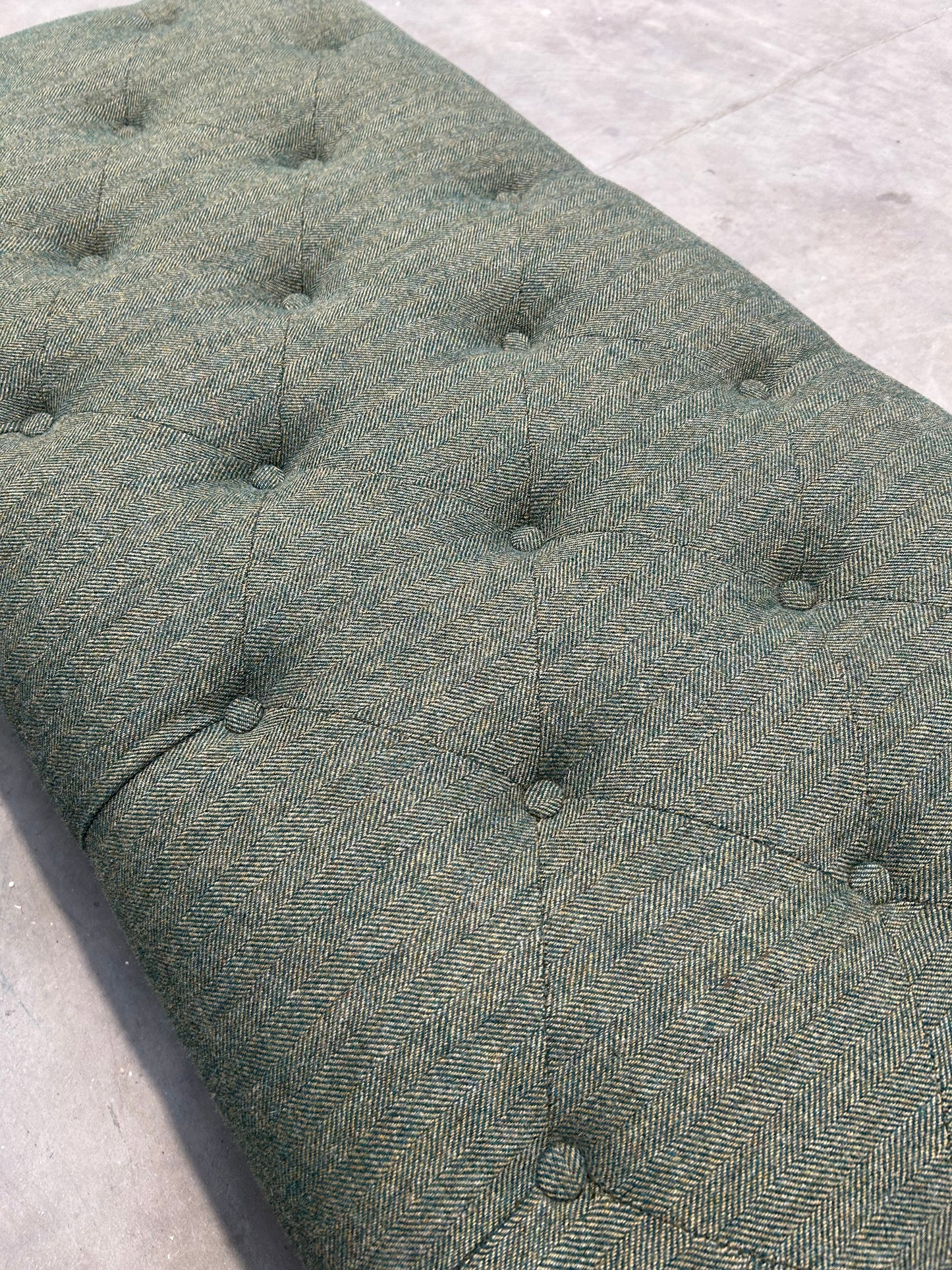 John Lewis Chester Footstool Brushed Tweed Green