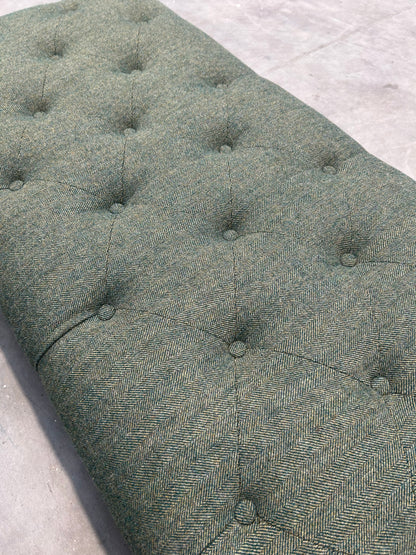 John Lewis Chester Footstool Brushed Tweed Green
