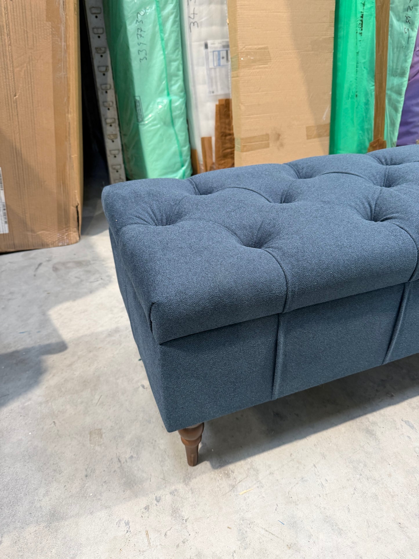 Swoon Plymouth Ottoman Footstool Indigo Smart Wool