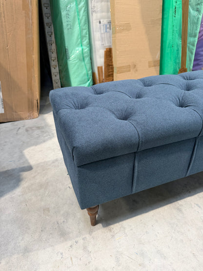 Swoon Plymouth Ottoman Footstool Indigo Smart Wool