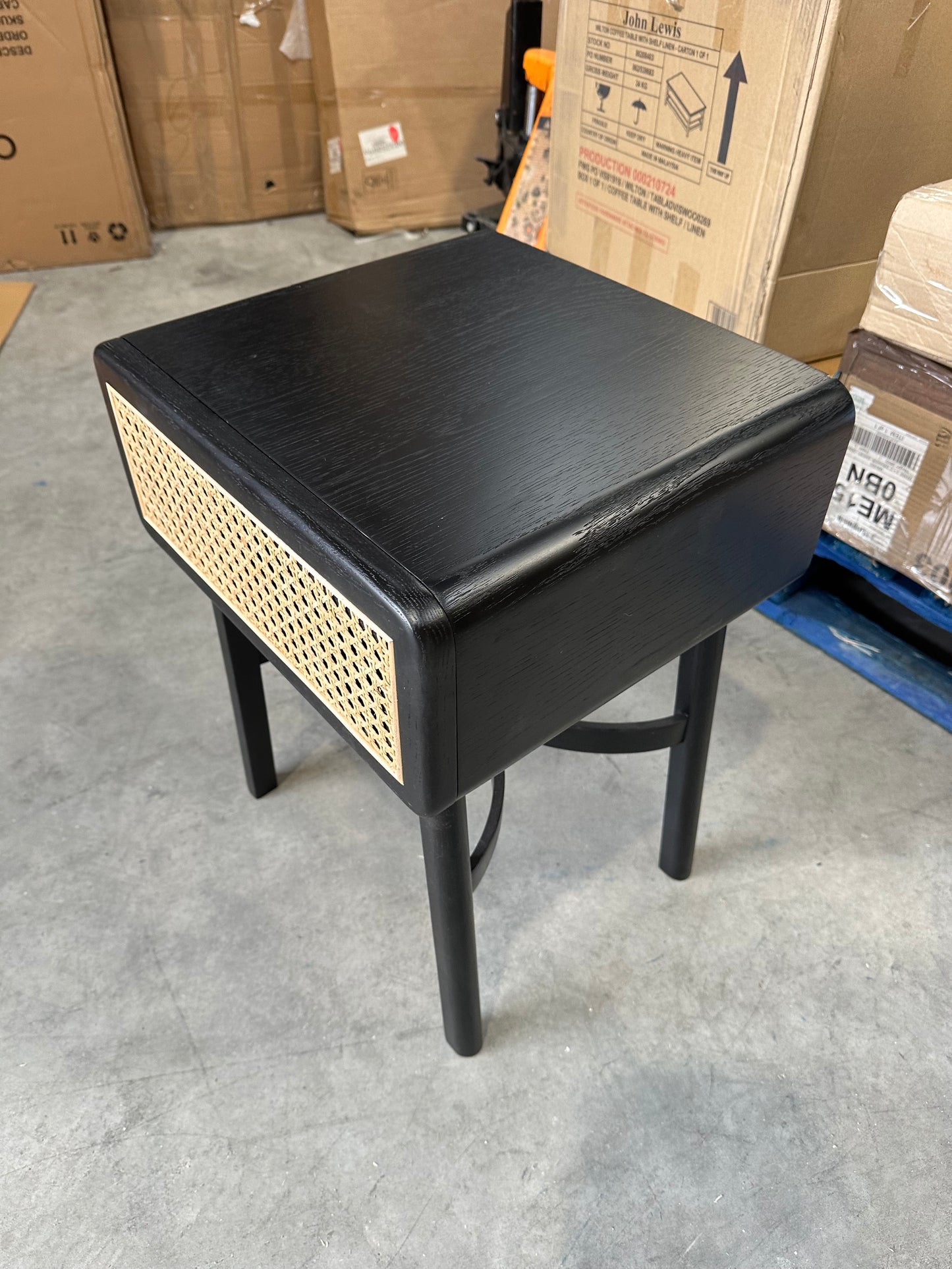 John Lewis Rattan Storage Bedside Table Black