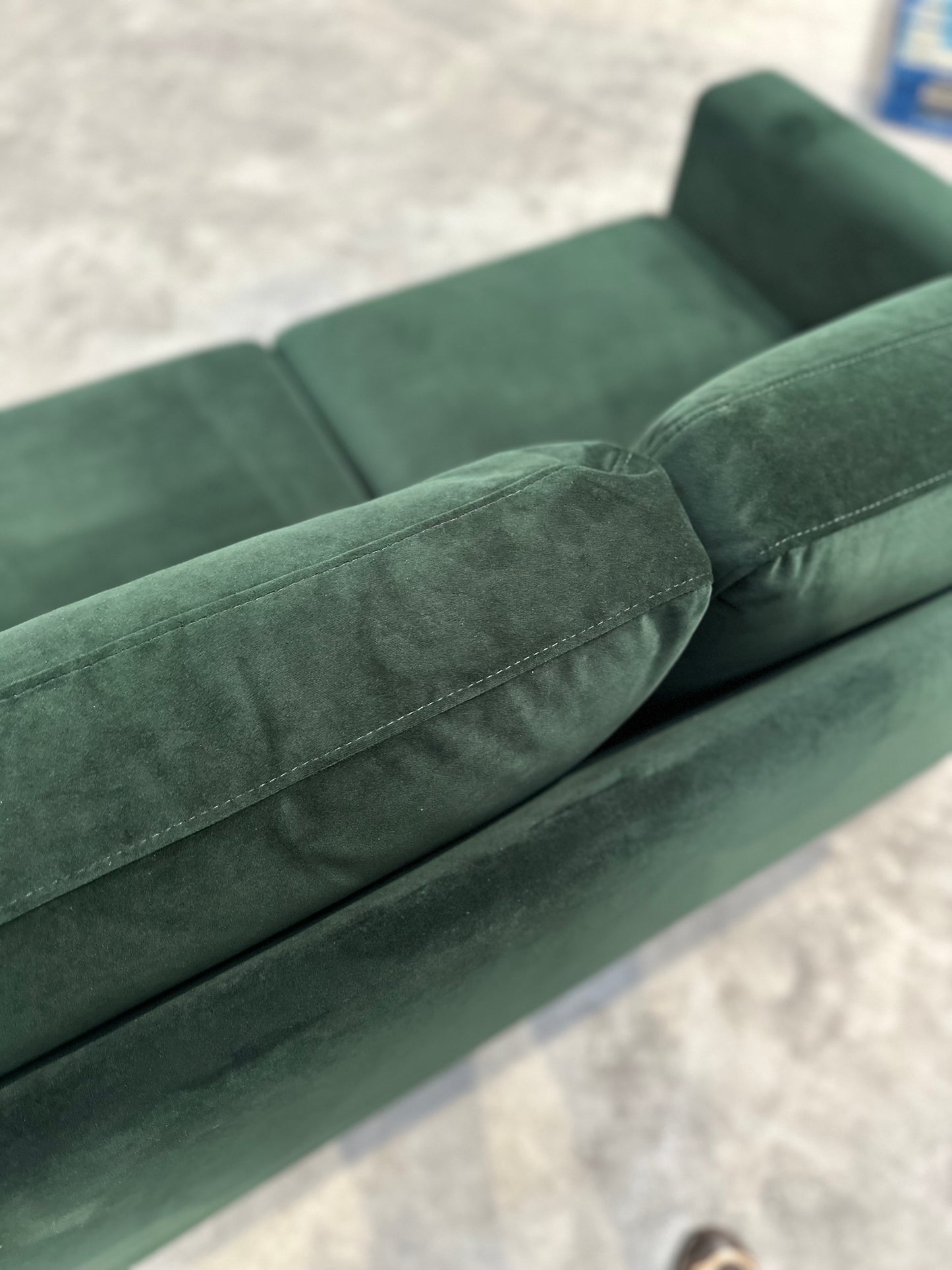 Hutch Velvet Block Arm 2 Seater Sofa - Velvet Sage Green