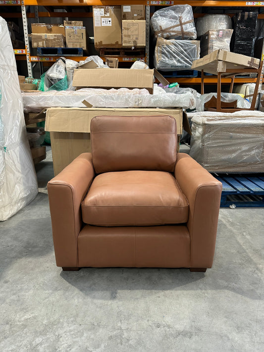 John Lewis Oliver II Leather Armchair Light Leg Selvaggio Congnac