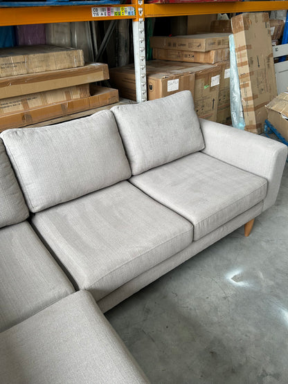Hutch Fabric Block Arm 4 Seater Corner Sofa - Dove Grey