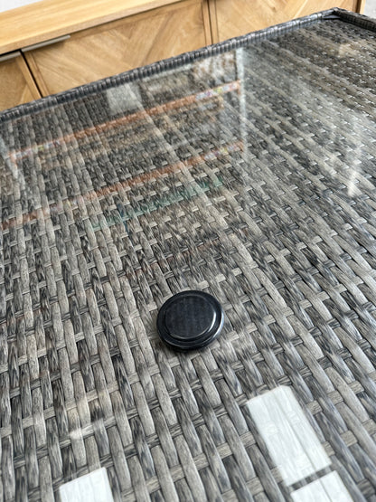 John Lewis Alora Cube 6-Seater Garden Dining Table, Sofas & Stools Set, Brown/Grey