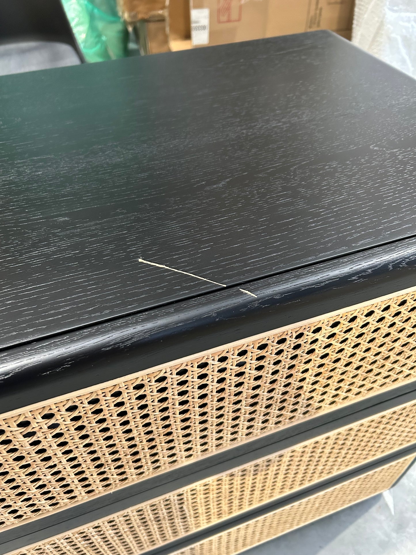 John Lewis Rattan 3 Drawer Chest, Black