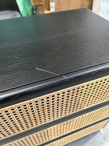 John Lewis Rattan 3 Drawer Chest, Black