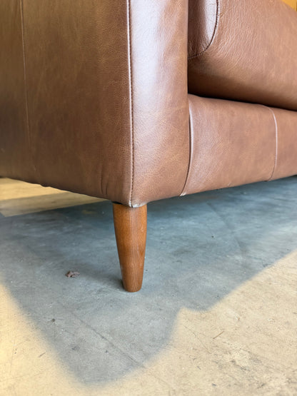 John Lewis Bailey II 5+ Seater Leather Corner Sofa Dark Leg Vintage Toffee
