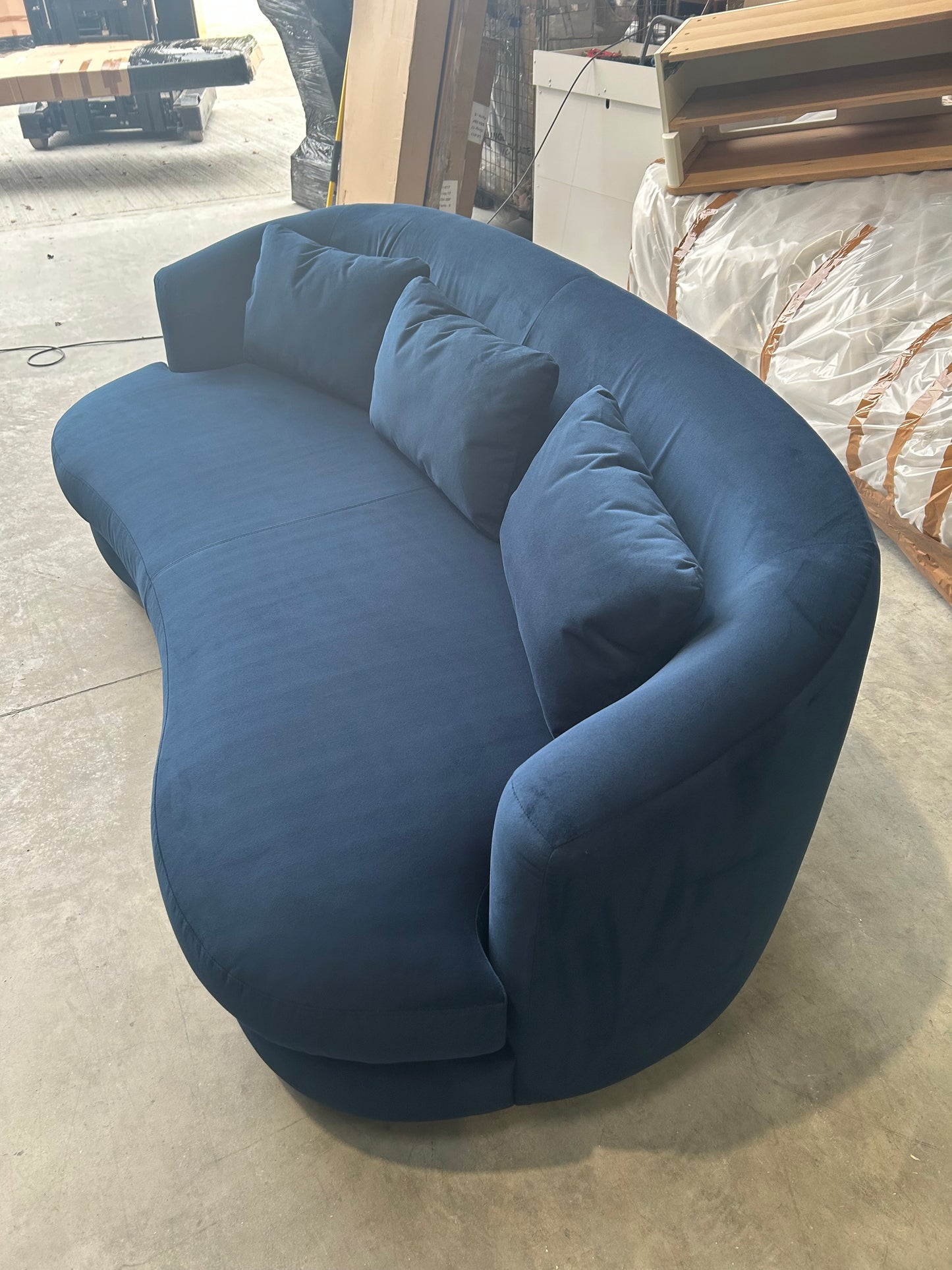 John Lewis Lozenge Large 3 Seater Sofa Easy Clean Plush Velvet Navy