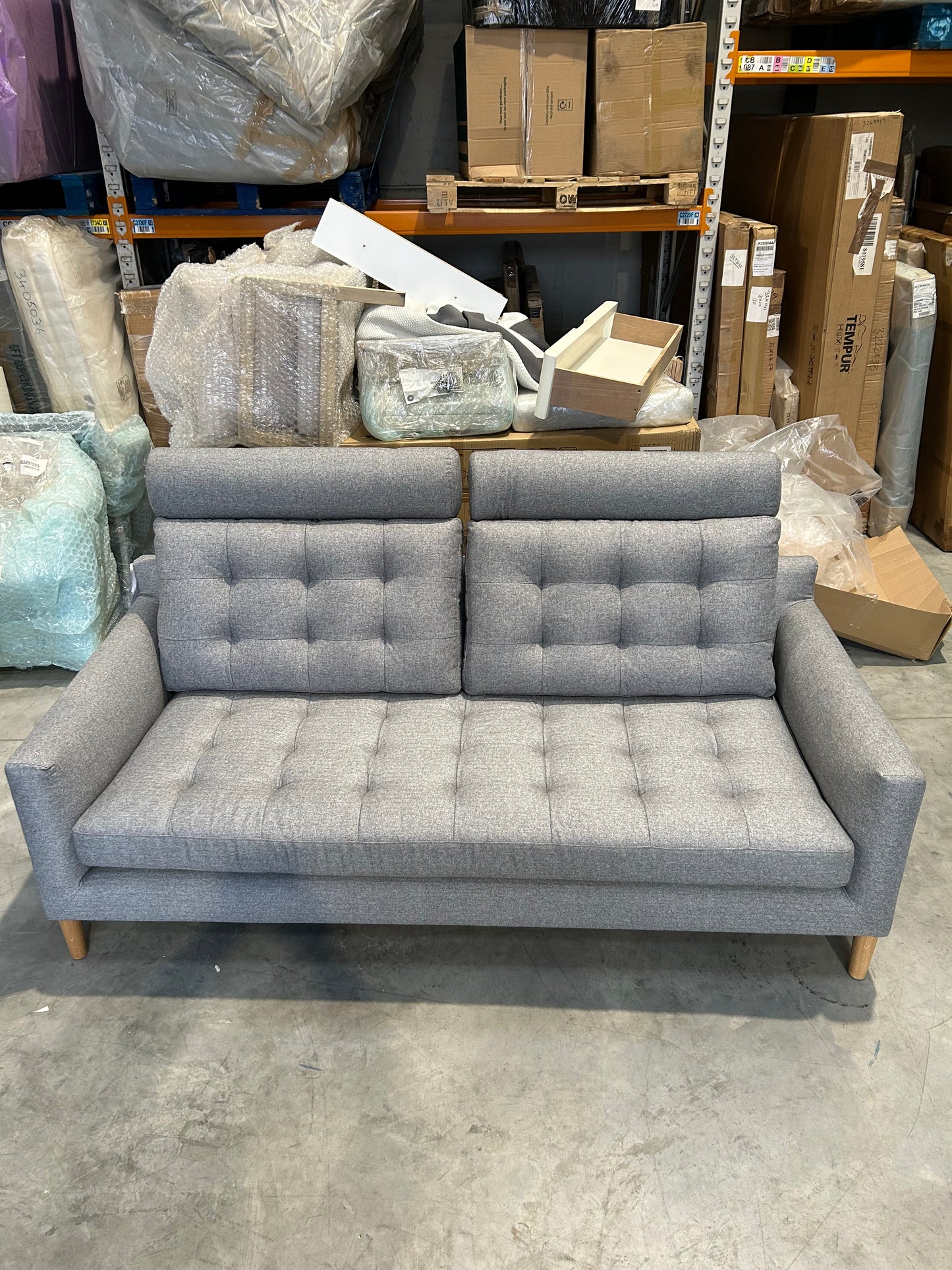 John Lewis Draper II Large 3 Seater Sofa Brushed Tweed Grey