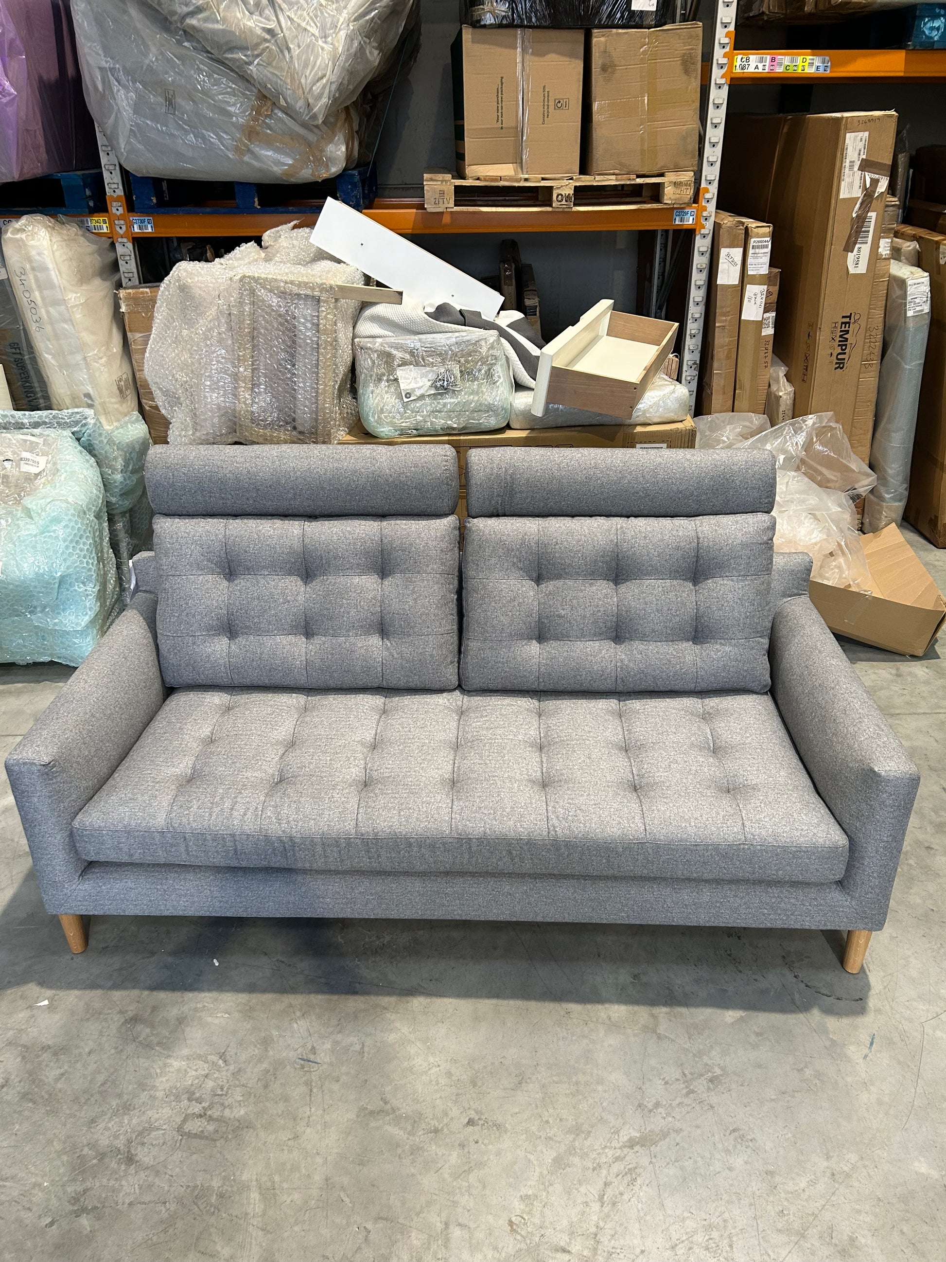 John Lewis Draper II Large 3 Seater Sofa Brushed Tweed Grey