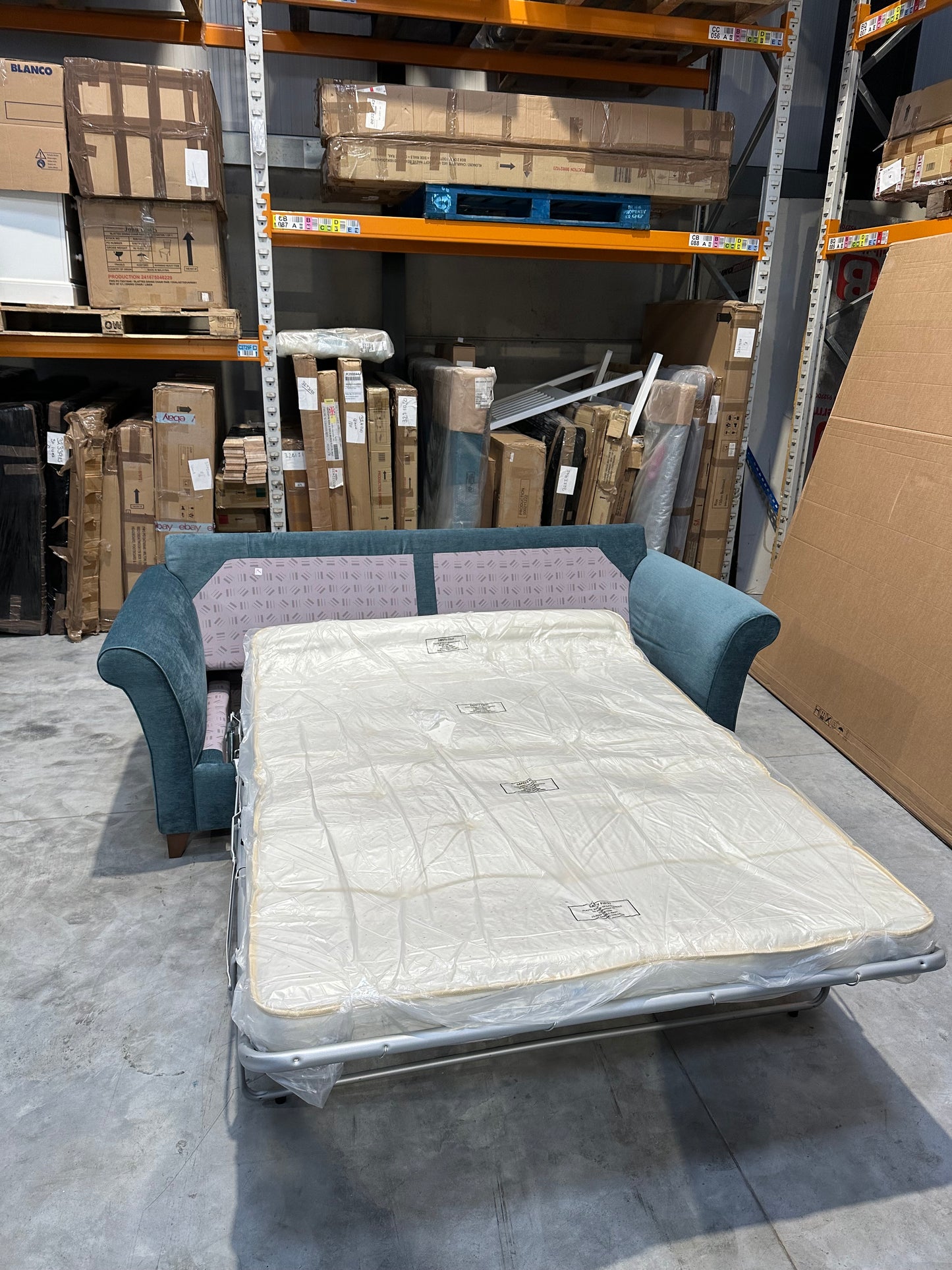 John Lewis Charlotte Grand 4 Seater Sofa Bed , Dark Leg, Teal Aquclean