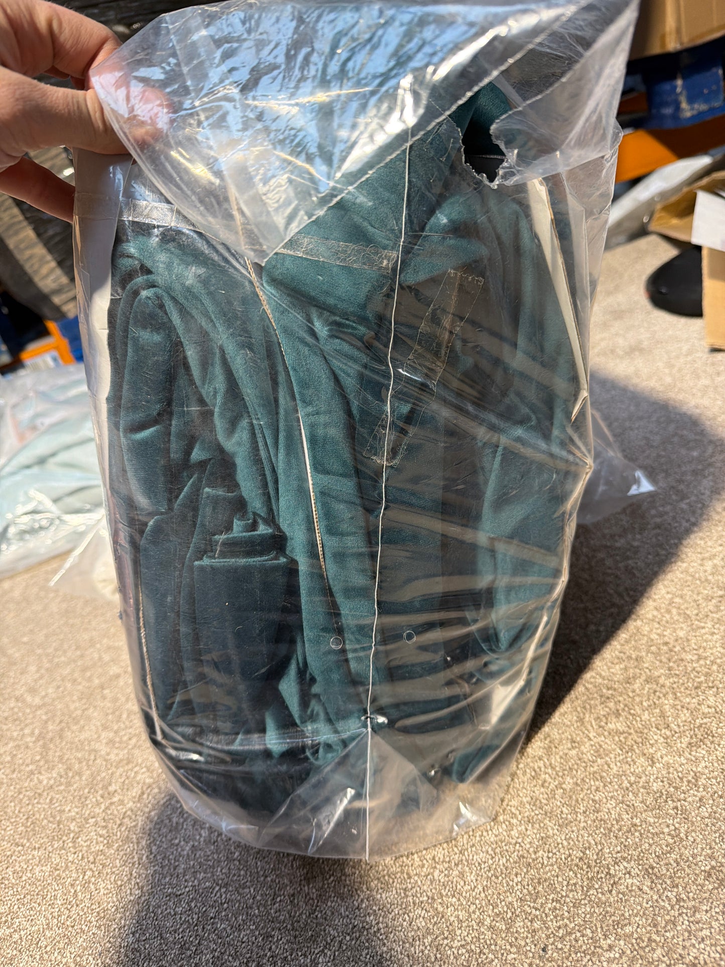 John Lewis Velvet Pair Lined Eyelet Curtains, Teal, W228 x Drop 228cm