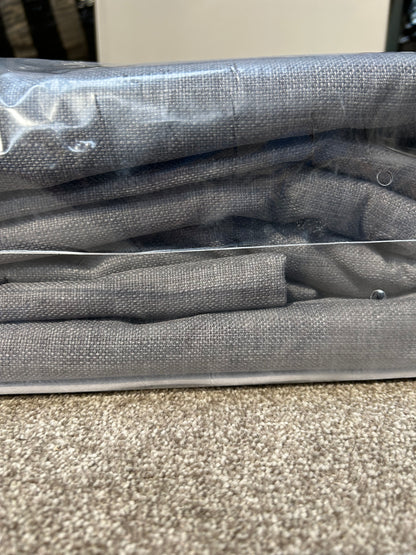 John Lewis Textured Weave Pair Blackout Lined Eyelet Curtains, Storm, W228 x Drop 182cm