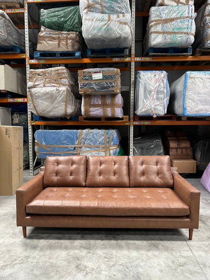 John Lewis Draper II Grand 4 Seater Sofa, Dark Leg Leather Light Tan