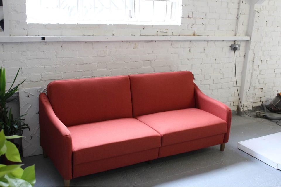 Jasper Coil Futon Sofa Bed Clic Clac Split Back Orange Linen By Dorel