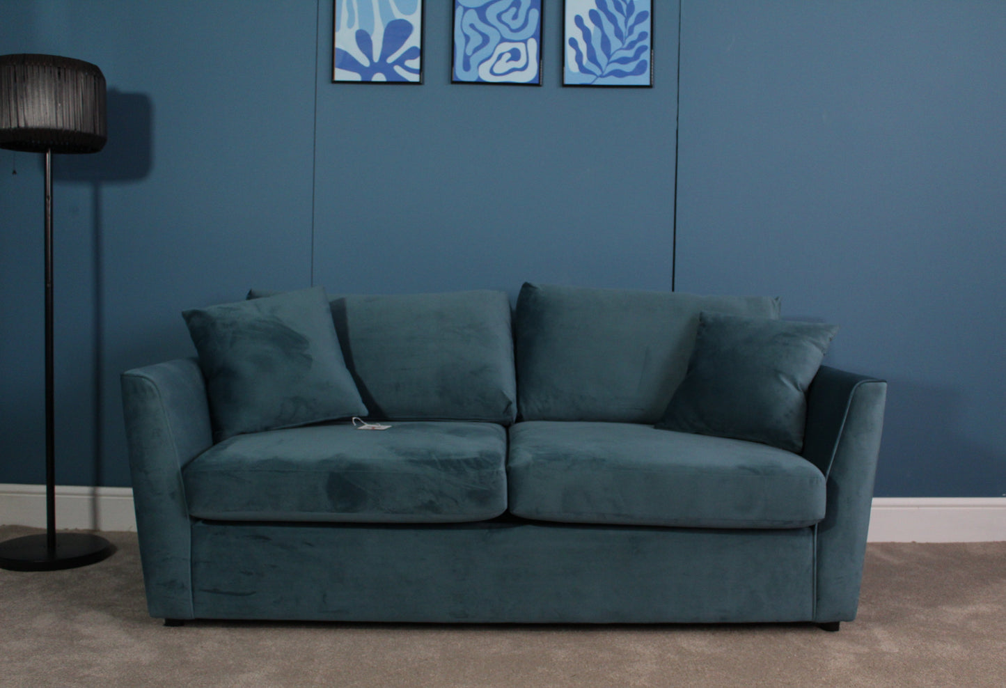 Brook & Wilde 2 Seater Sofa Bed in Teal Velvet - Made in UK - Bespoke