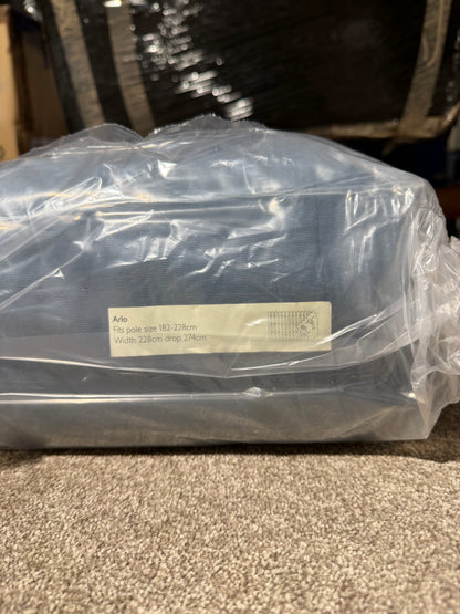 John Lewis Arlo Pair Lined Pencil Pleat Curtains, Blue, W228 x Drop 274cm