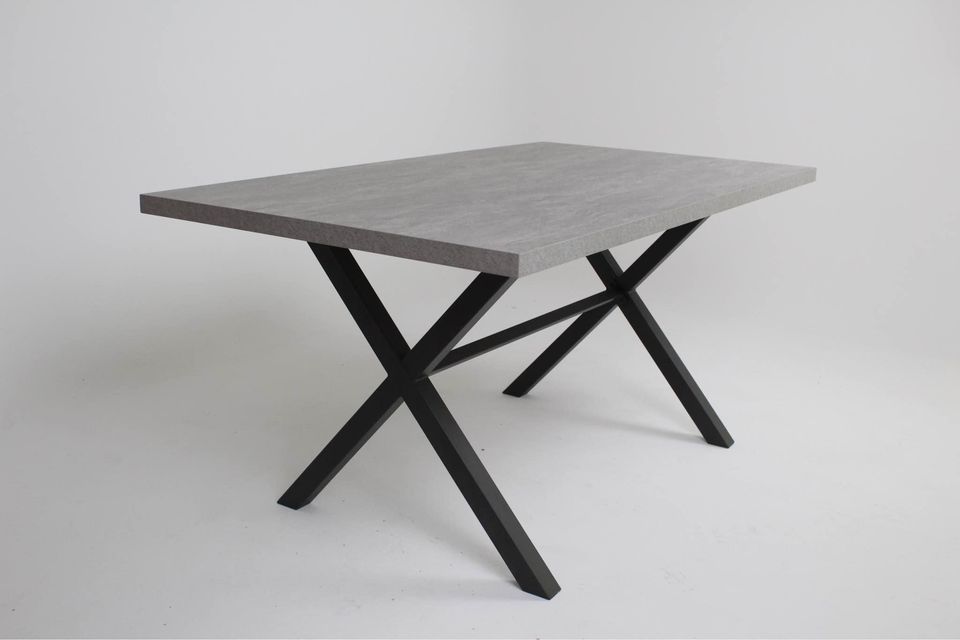 Bespoke Concrete effect dining table on X frame legs