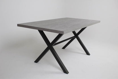 Bespoke Concrete effect dining table on X frame legs