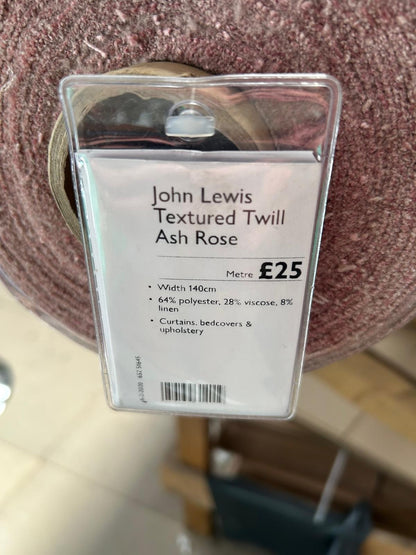 John Lewis Textured Weave Ash Rose Dimensions - W140cm x 26m
