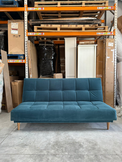 John Lewis Linear Medium 2 Seater Sofa Bed, Light Leg,  Velvet Kingfisher