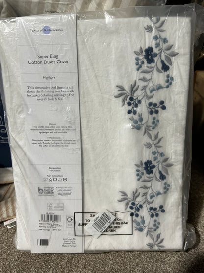 John Lewis Highbury Washed Cotton Super King Duvet Cover, White