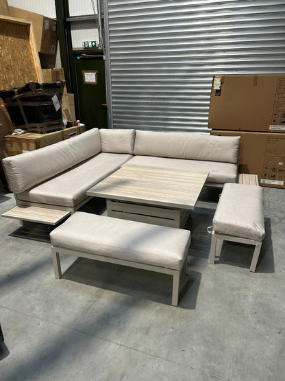 John Lewis Platform 8-Seater Corner Garden Dining/Lounge Set with Height-Adjustable Table, Taupe