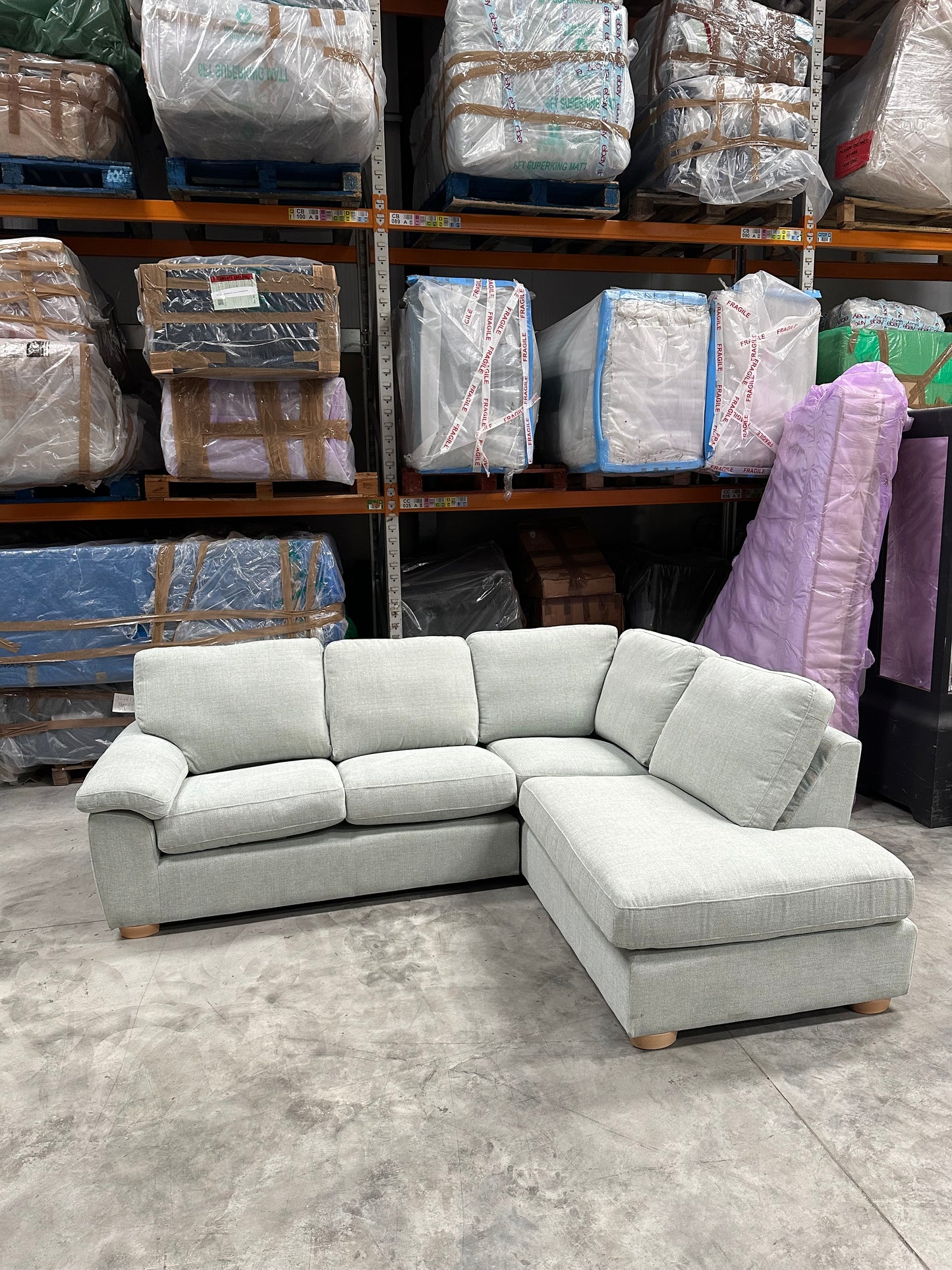 John Lewis Camden 5+ Seater RHF Corner End Chaise Unit, Light Leg, Easy Clean Chunky Chenille Seagrass